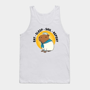 Eat sleep sail repeat Capybara Sailor Tank Top